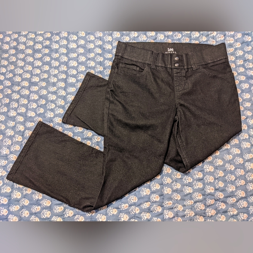Lee Riders Black Stretch Pull On Bootleg Pants sz 16 Petite